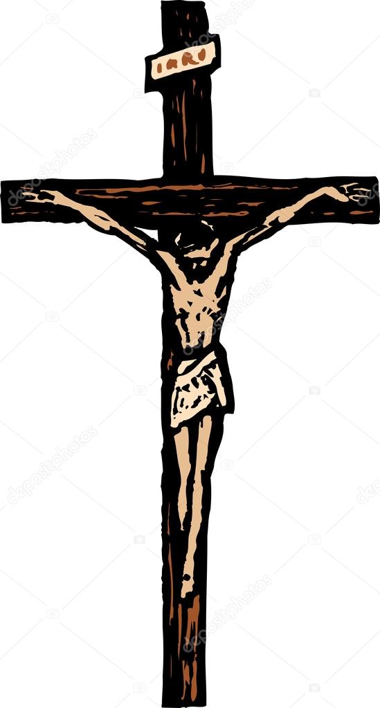 Woodcut Illustration of Crucifix