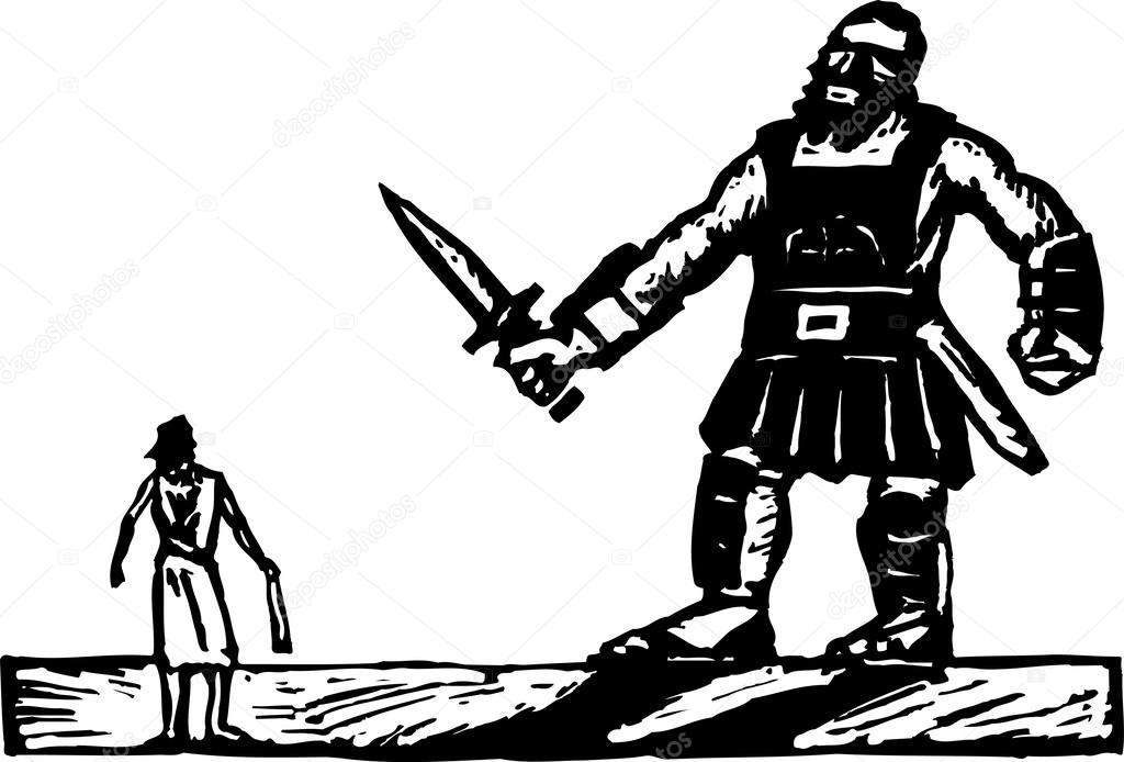 Vector Illustration of David and Goliath