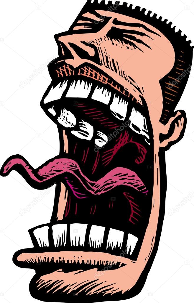 Woodcut Illustration of Angry Man Screaming Face Stock Vector Image by