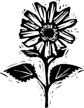 Woodcut illustration of Flower clipart