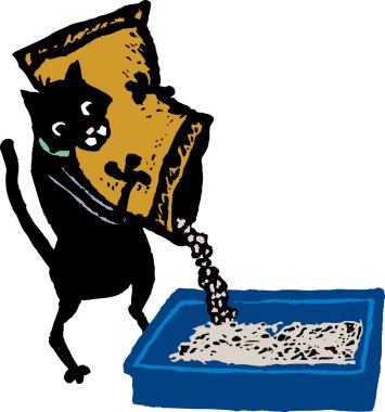 gravür kedi doldurma kedi çöp kutu çizimi