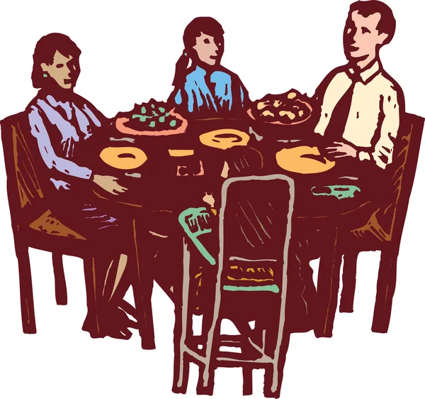 Cena familiar en la mesa de la cena — Vector de stock