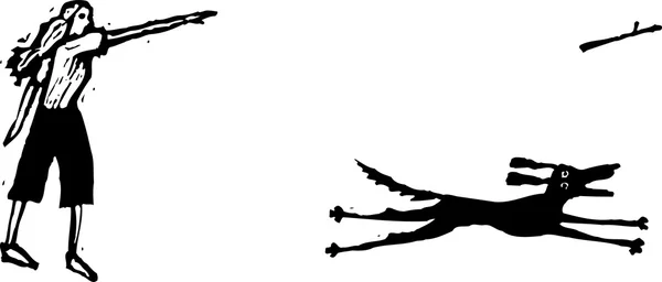 Векторна ілюстрація гри Отримати з собакою — стоковий вектор