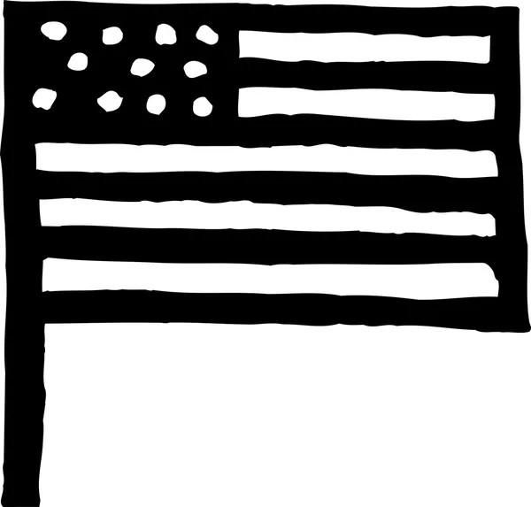 Woodcut Ilustração da bandeira americana —  Vetores de Stock