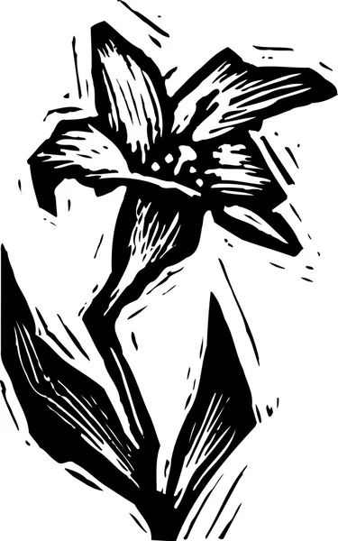 Woodcut ilustração da flor — Vetor de Stock