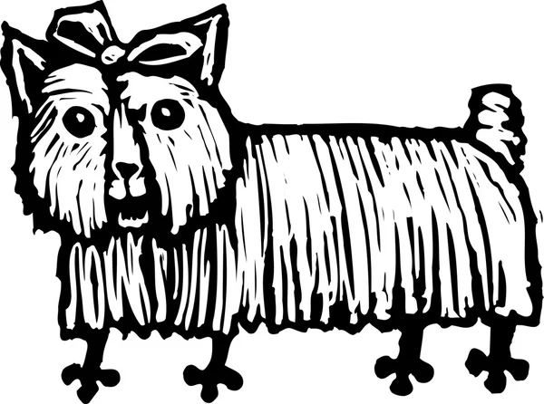 Woodcut ilustração de cão pequeno — Vetor de Stock