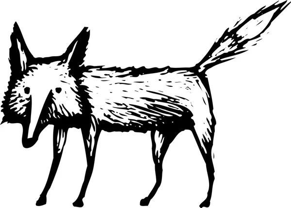 Träsnitt illustration av fox — Stock vektor