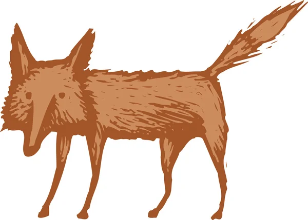 Woodcut illustration of Fox — Stock Vector