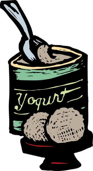 Drzeworyt ilustracja jogurt mrożony — Wektor stockowy
