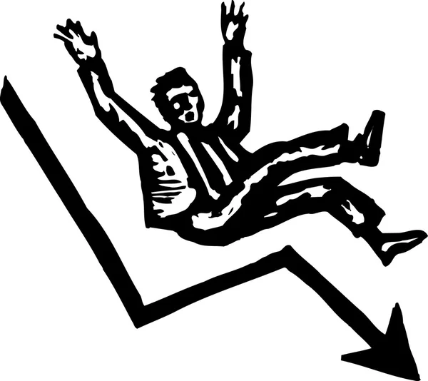 Illustrazione Woodcut di caduta libera — Vettoriale Stock