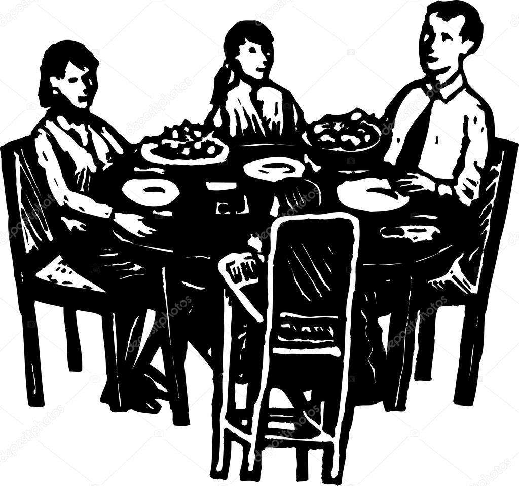Family Dinner at Dinner Table Stock Vector by ©ronjoe 29558611, image size:1024x960