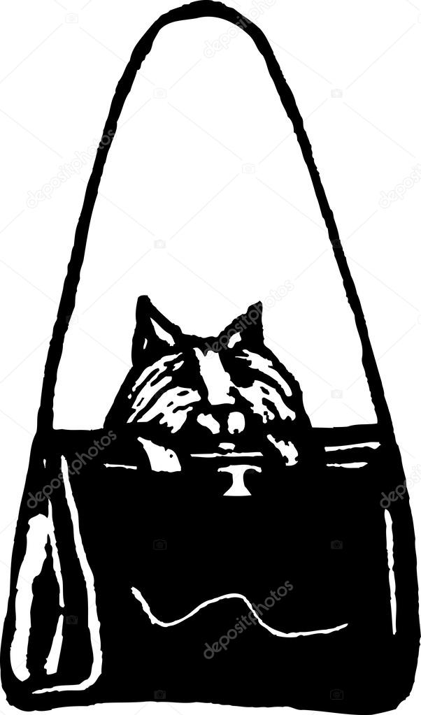 財布の中の小さな犬の木版画イラスト ストックベクター C Ronjoe