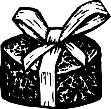 Şerit ve yay ile Noel fruitcake gravür çizimi