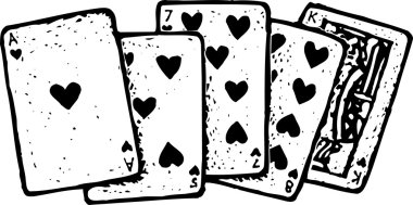 flush poker eli gravür çizimi