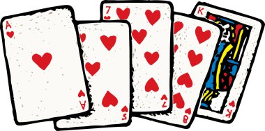 flush poker eli gravür çizimi