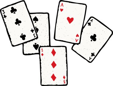Woodcut Illustration of Full House Poker Hand clipart