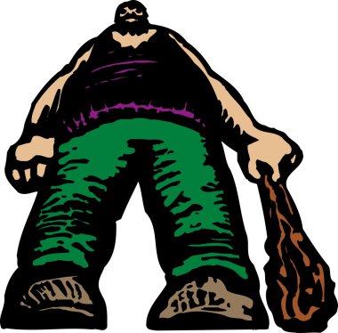 Woodcut Illustration of Giant clipart
