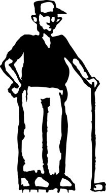 golfçü gravür çizimi