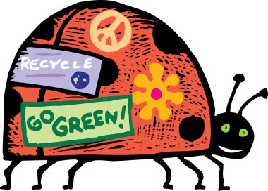 çevre tampon çıkartmaları ile lady bug gravür çizimi