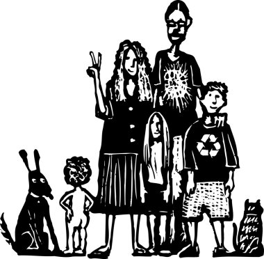 liberal aile gravür çizimi
