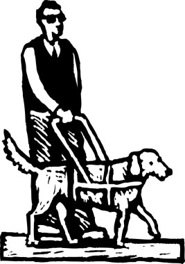 gravür çizimde görme Kılavuzu veya hizmet köpekli adam devre dışı.