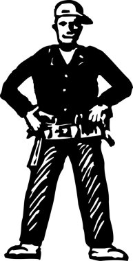 handy man gravür çizimi