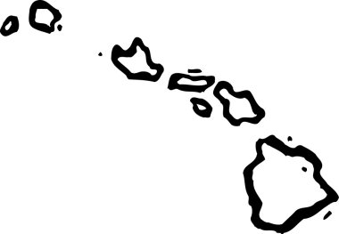 Woodcut Illustration of Map of Hawaii clipart