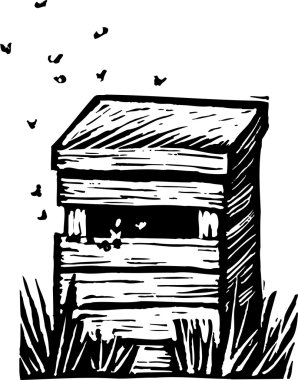 Arı kovanı gravür çizimi