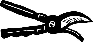 Bahçe araç - budayıcılar gravür çizimi