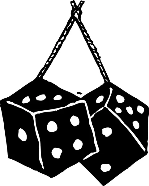 Träsnitt illustration av fuzzy dice — Stock vektor