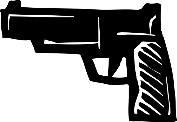 Woodcut Illustration Icon of Gun — Stock Vector
