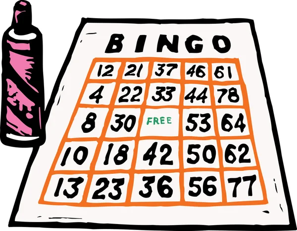 Woodcut Ilustração de Bingo Card e Marker — Vetor de Stock