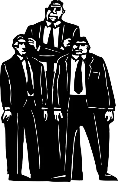 Woodcut Illustration of Organized Crime Goons — Stock Vector