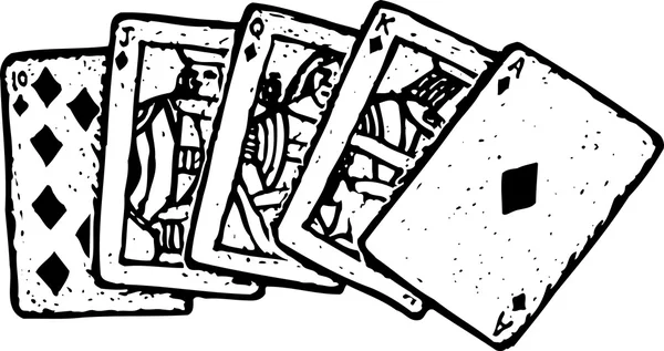 Illustration vectorielle en noir et blanc de la main royale au poker — Image vectorielle