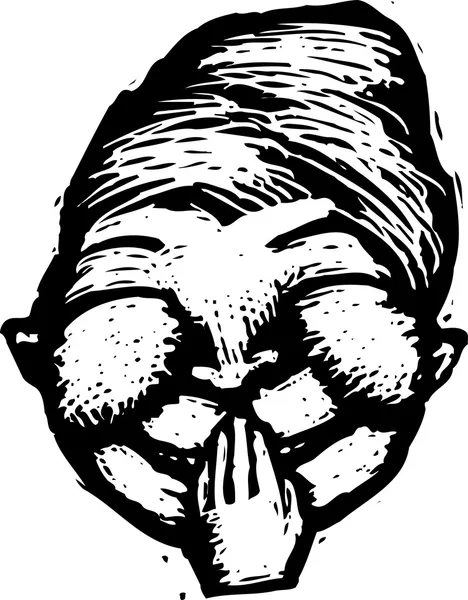 Gravure sur bois Illustration du visage de femme gloussante — Image vectorielle