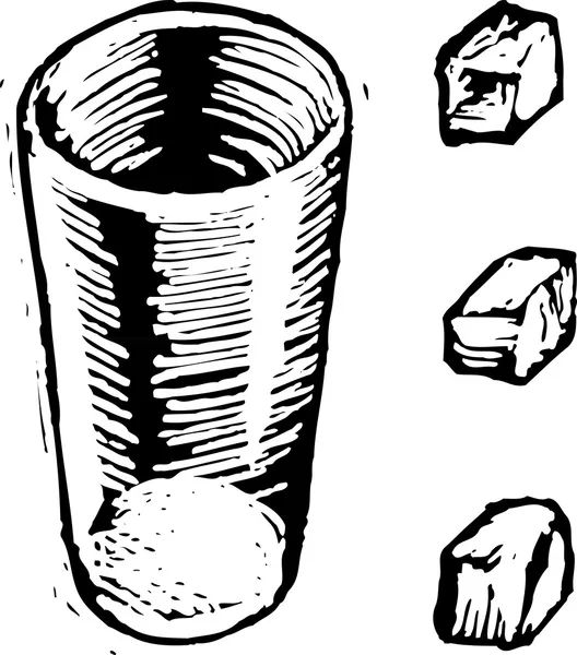 Woodcut Ilustração de vidro com gelo —  Vetores de Stock