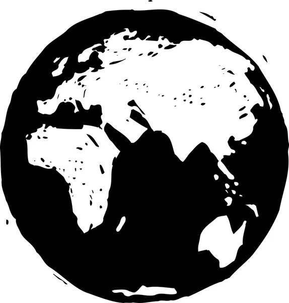Ilustrasi vektor hitam dan putih dari Bumi - Stok Vektor
