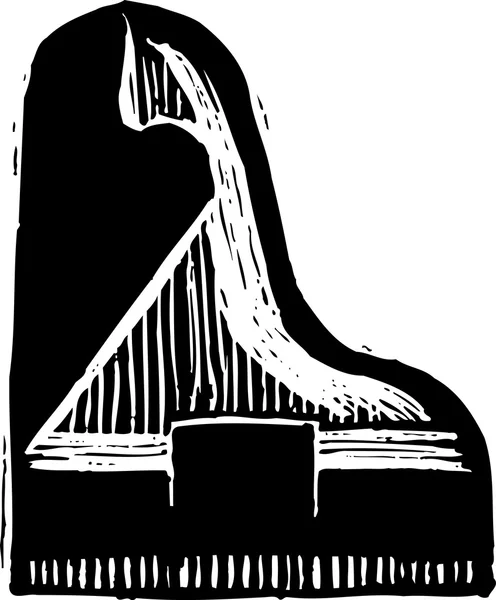 Woodcut Ilustração de Grand Piano — Vetor de Stock
