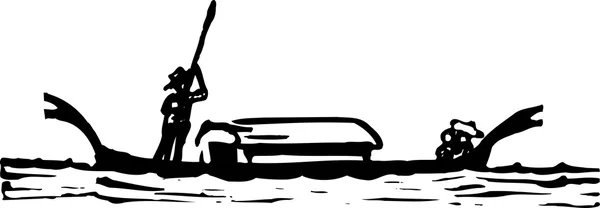 吊船的木刻插图 — 图库矢量图片