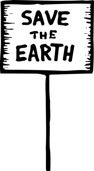 Woodcut Illustration of Save the Earth Protest sign — стоковый вектор