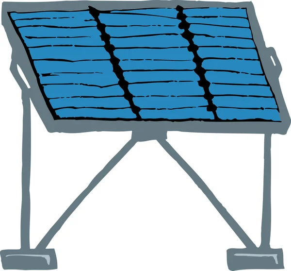 태양 전지 패널의 목 판화 그림 — 스톡 벡터