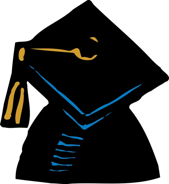 Icono de Ilustración de Madera de Graduación Cap o Mortarboard — Archivo Imágenes Vectoriales