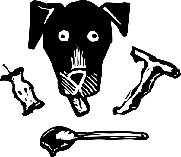 Träsnitt illustration av leftoevers för hund — Stock vektor