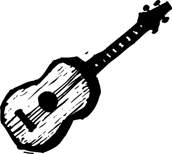 Woodcut Illustration of Guitar — Stock Vector