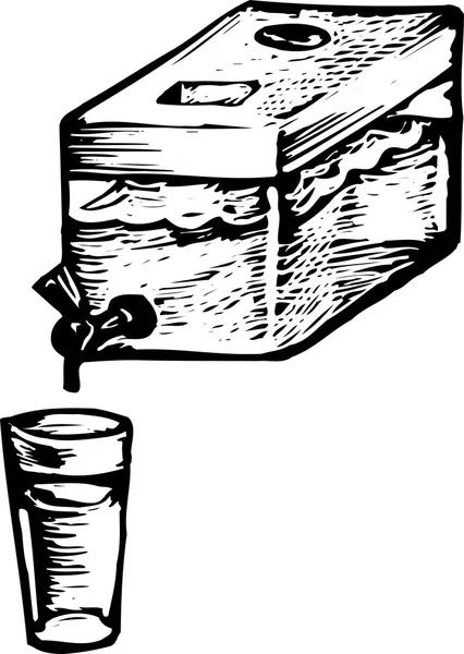 Holzschnitt-Illustration des Wasserfilters — Stockvektor