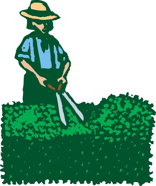 Woodcut Ilustração do homem ou mulher Clipping Hedge — Vetor de Stock