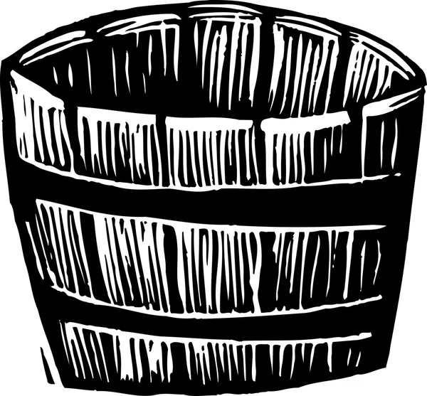 Woodcut Illustration of Half Barrel Planter — Stock Vector