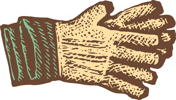 Woodcut Illustration of Gardening Gloves — Stock Vector