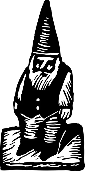 Woodcut Ilustração do Jardim Gnome — Vetor de Stock