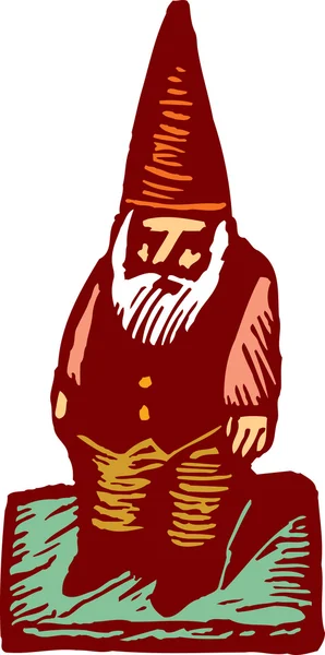 Woodcut Illustrazione di giardino Gnome — Vettoriale Stock